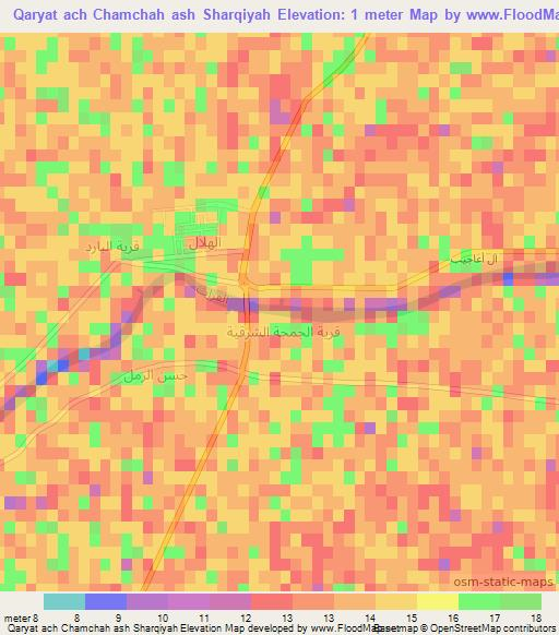 Qaryat ach Chamchah ash Sharqiyah,Iraq Elevation Map