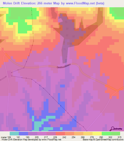 Molen Drift,South Africa Elevation Map