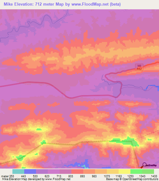 Mike,South Africa Elevation Map