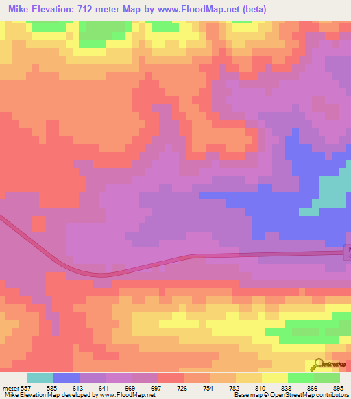 Mike,South Africa Elevation Map