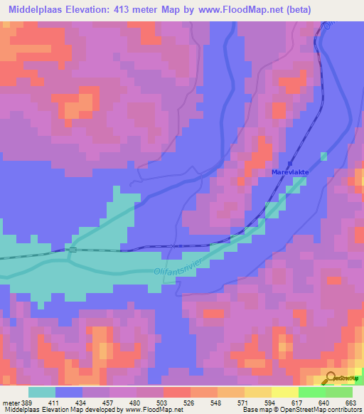 Middelplaas,South Africa Elevation Map