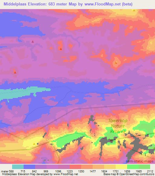 Middelplaas,South Africa Elevation Map