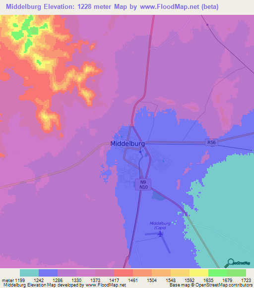 Middelburg,South Africa Elevation Map