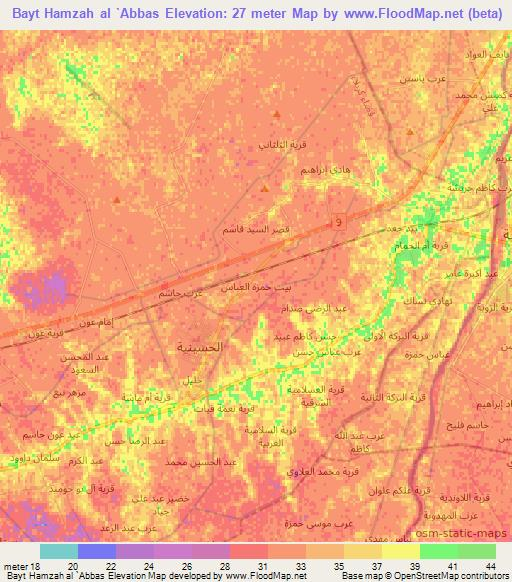 Bayt Hamzah al `Abbas,Iraq Elevation Map