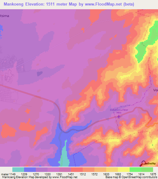 Mankoeng,South Africa Elevation Map