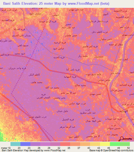 Bani Salih,Iraq Elevation Map