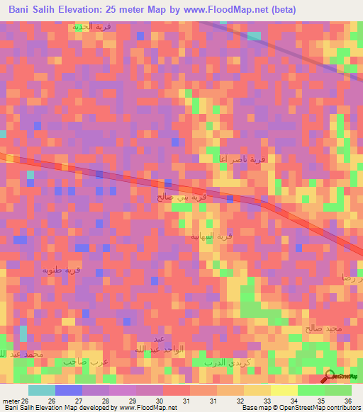 Bani Salih,Iraq Elevation Map