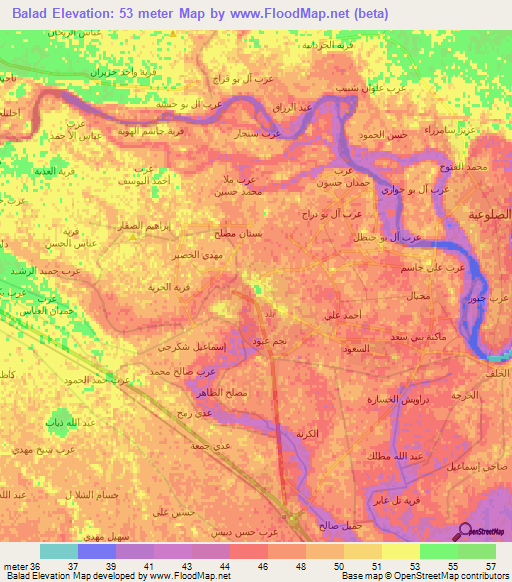 Balad,Iraq Elevation Map