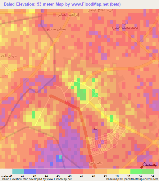 Balad,Iraq Elevation Map