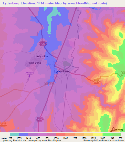 Lydenburg,South Africa Elevation Map