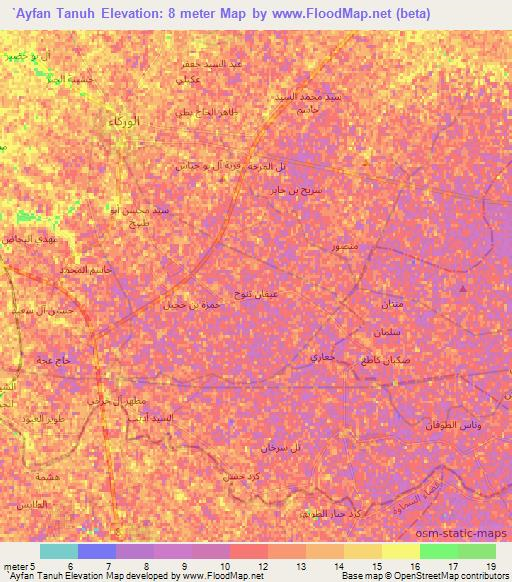 `Ayfan Tanuh,Iraq Elevation Map