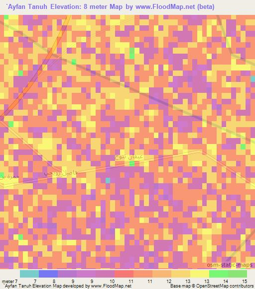`Ayfan Tanuh,Iraq Elevation Map