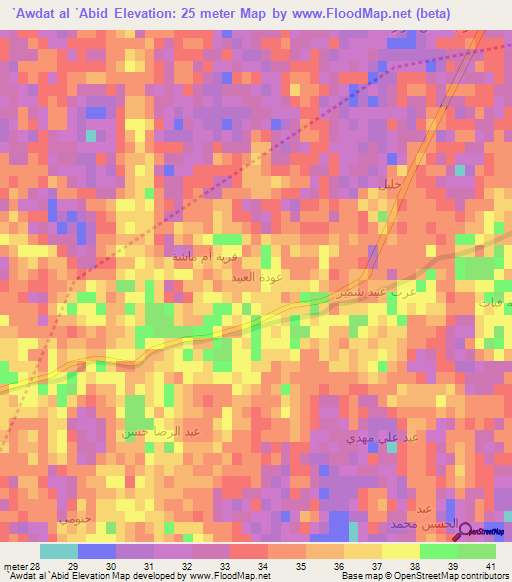 `Awdat al `Abid,Iraq Elevation Map