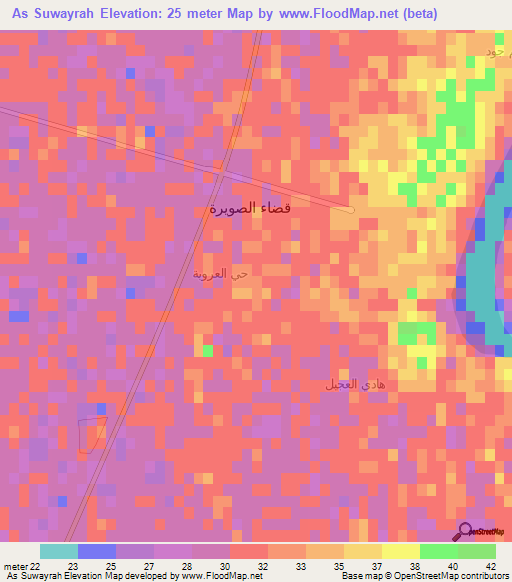 As Suwayrah,Iraq Elevation Map