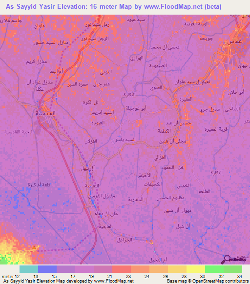 As Sayyid Yasir,Iraq Elevation Map