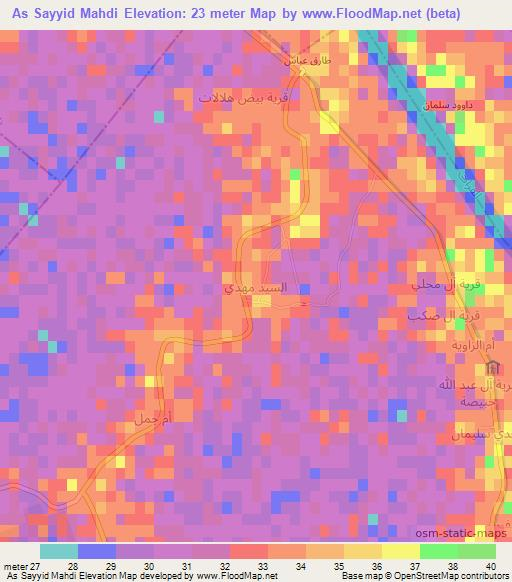 As Sayyid Mahdi,Iraq Elevation Map