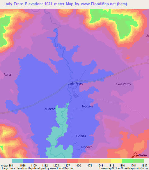 Lady Frere,South Africa Elevation Map