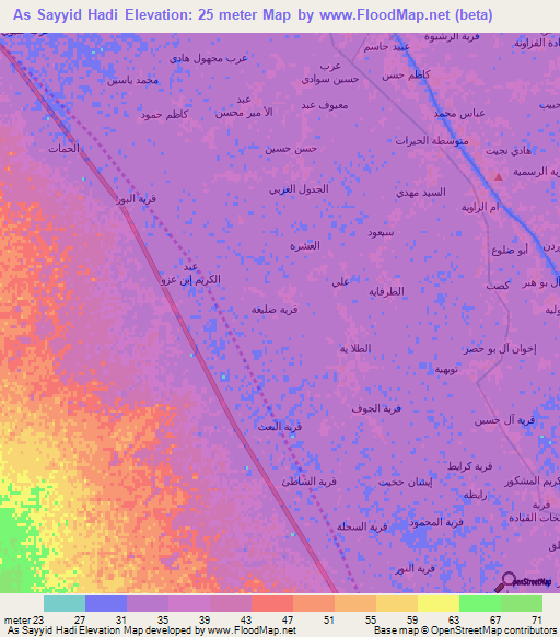 As Sayyid Hadi,Iraq Elevation Map