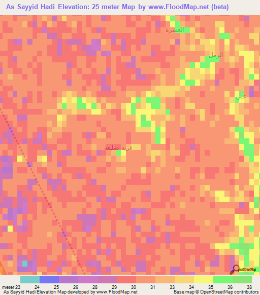 As Sayyid Hadi,Iraq Elevation Map