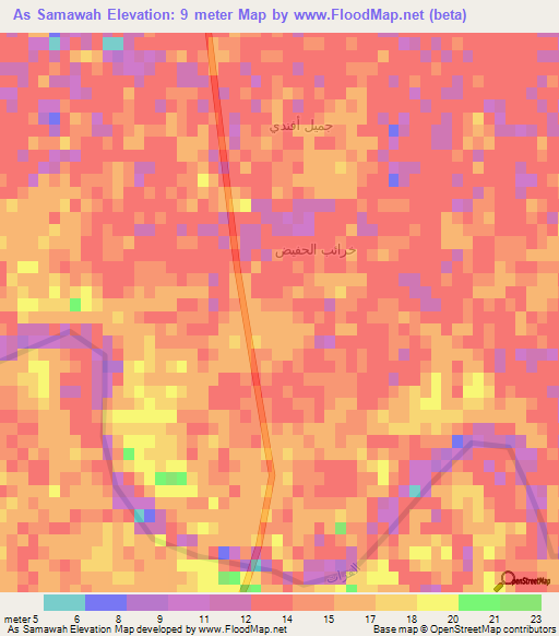 As Samawah,Iraq Elevation Map