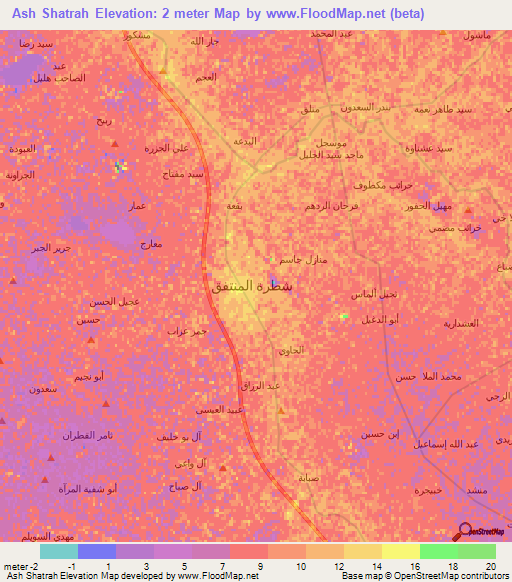 Ash Shatrah,Iraq Elevation Map