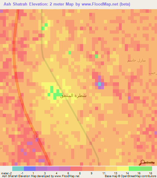 Ash Shatrah,Iraq Elevation Map