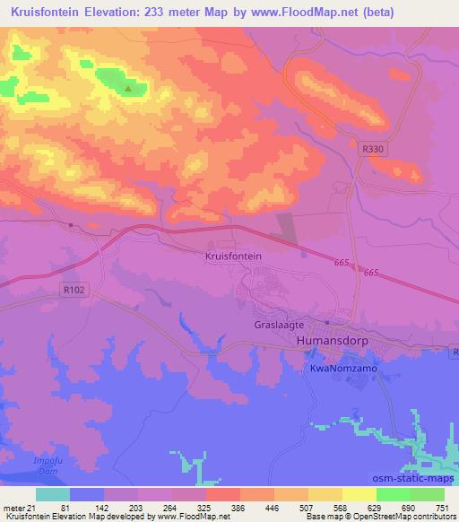 Kruisfontein,South Africa Elevation Map