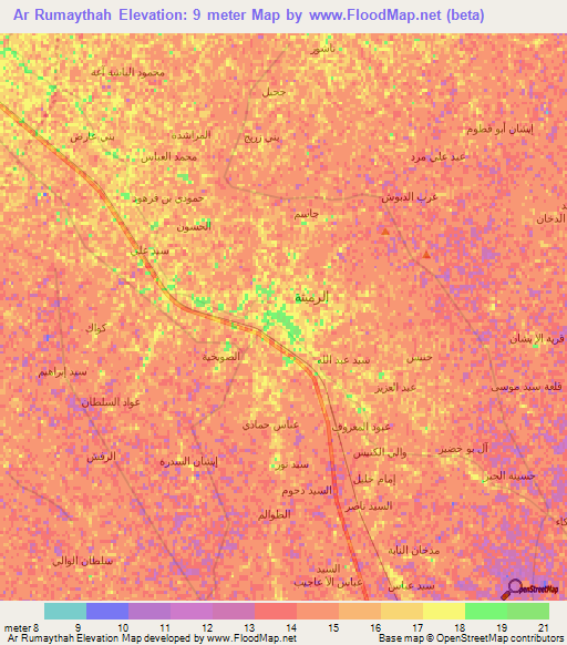 Ar Rumaythah,Iraq Elevation Map