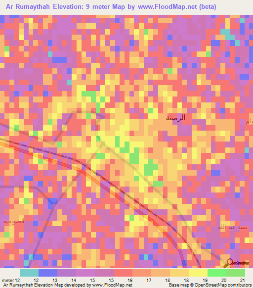 Ar Rumaythah,Iraq Elevation Map