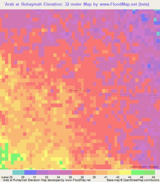 `Arab ar Ruhaymah,Iraq Elevation Map