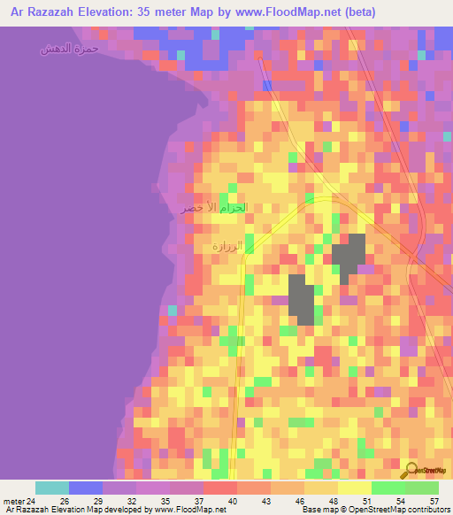 Ar Razazah,Iraq Elevation Map