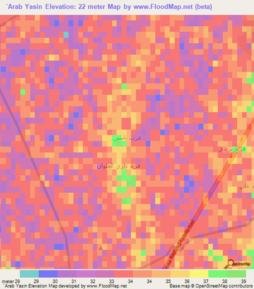 `Arab Yasin,Iraq Elevation Map