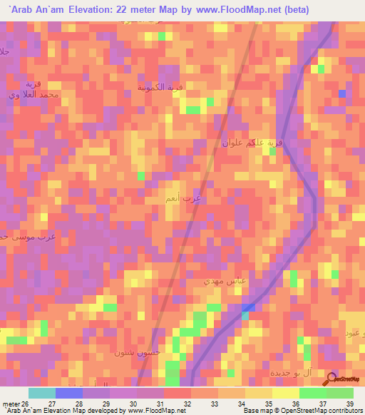 `Arab An`am,Iraq Elevation Map