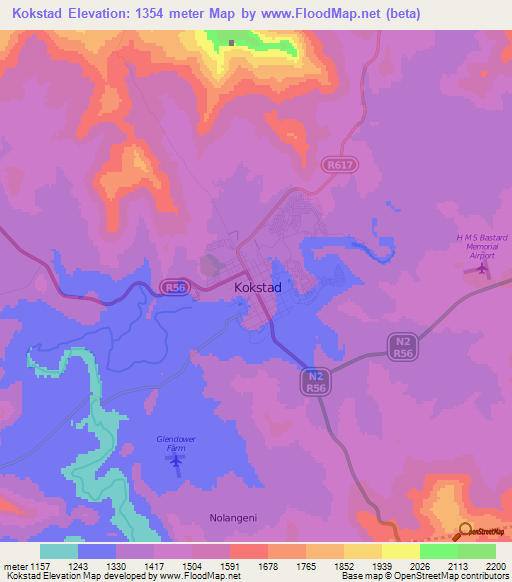 Kokstad,South Africa Elevation Map