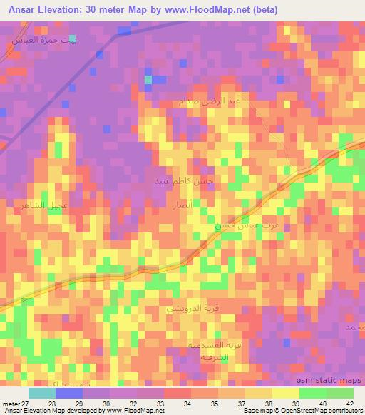 Ansar,Iraq Elevation Map