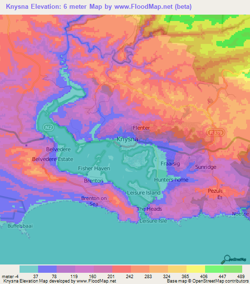 Knysna,South Africa Elevation Map