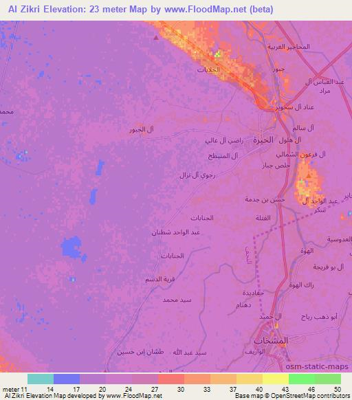 Al Zikri,Iraq Elevation Map