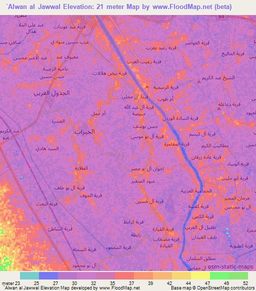 `Alwan al Jawwal,Iraq Elevation Map