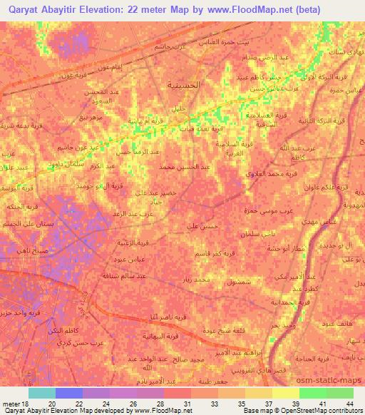 Qaryat Abayitir,Iraq Elevation Map