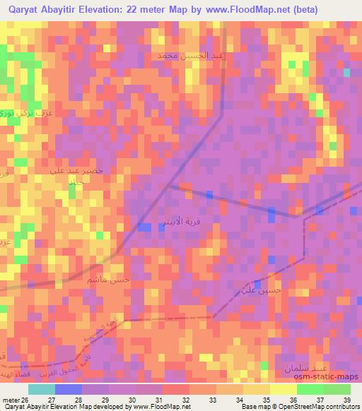 Qaryat Abayitir,Iraq Elevation Map