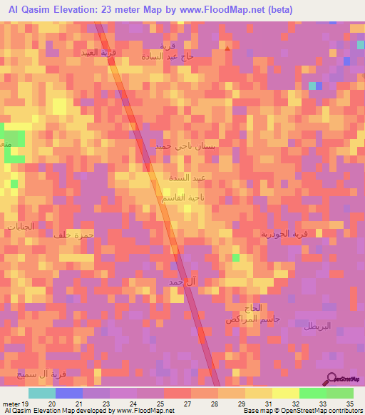 Al Qasim,Iraq Elevation Map