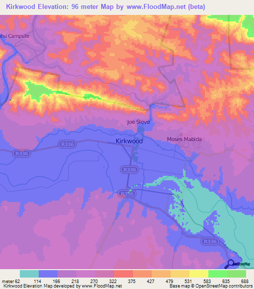 Kirkwood,South Africa Elevation Map