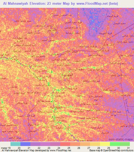 Al Mahnawiyah,Iraq Elevation Map