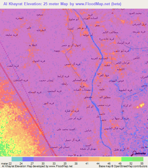 Al Khayrat,Iraq Elevation Map