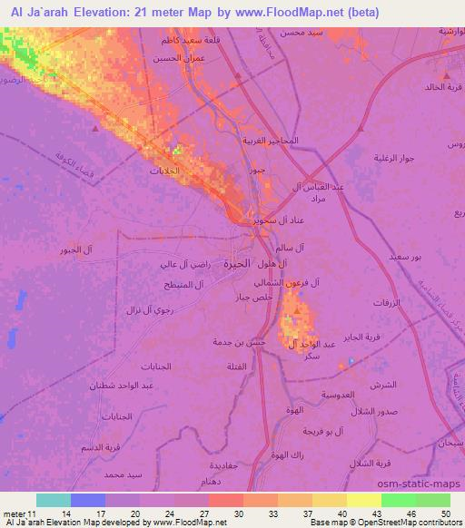 Al Ja`arah,Iraq Elevation Map