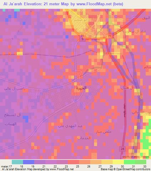 Al Ja`arah,Iraq Elevation Map