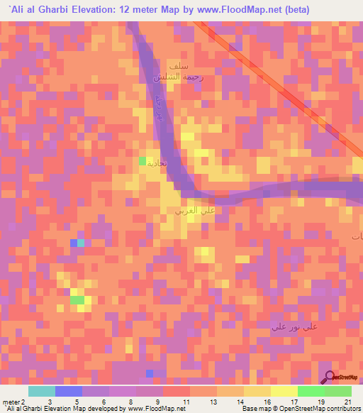 `Ali al Gharbi,Iraq Elevation Map