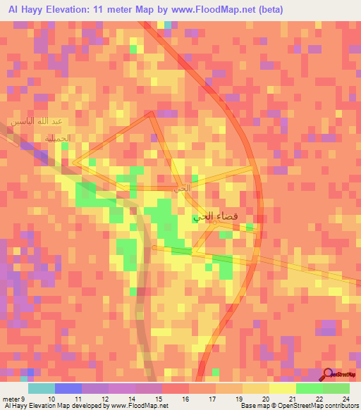 Al Hayy,Iraq Elevation Map