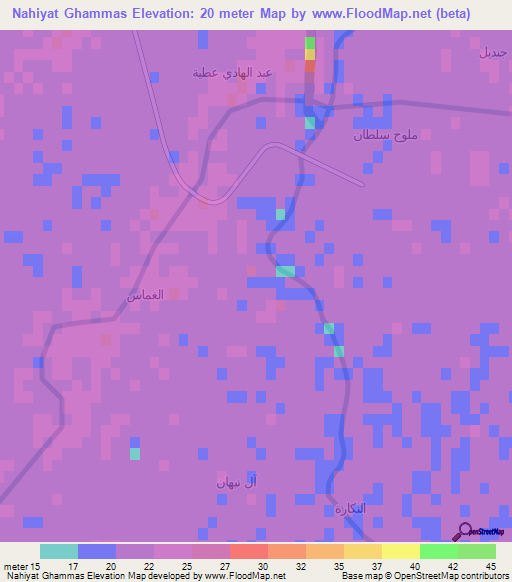 Nahiyat Ghammas,Iraq Elevation Map