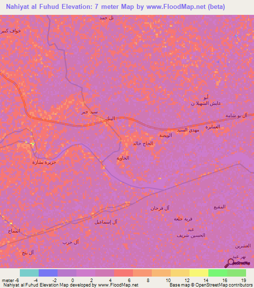 Nahiyat al Fuhud,Iraq Elevation Map